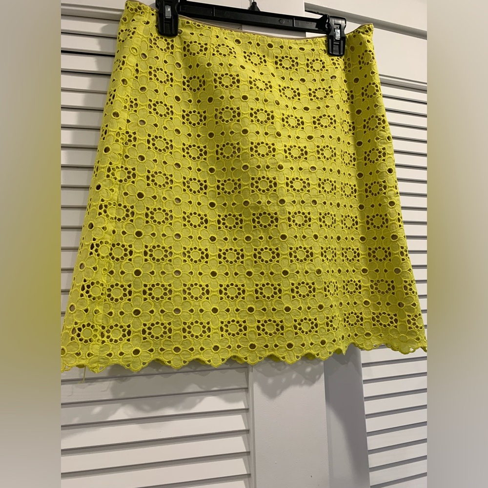 Y2k JCrew Collection A-line eyelet office/casual skirt lemon yellow size 6